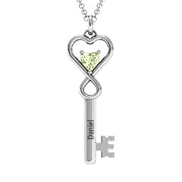 Key to Her Heart Infinity Pendant in 925 Sterling Silver with Peridot