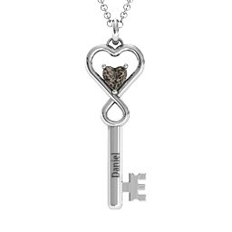 Key to Her Heart Infinity Pendant in 925 Sterling Silver with Smokey Quartz