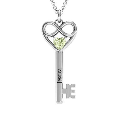 Infinitely in Love Key Pendant – Sterling Silver with Peridot