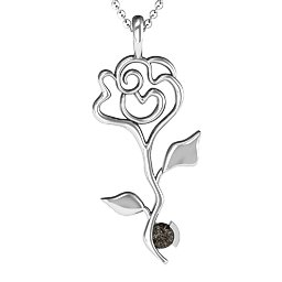 Enchanted Rose Pendant in 925 Sterling Silver with Smokey Quartz