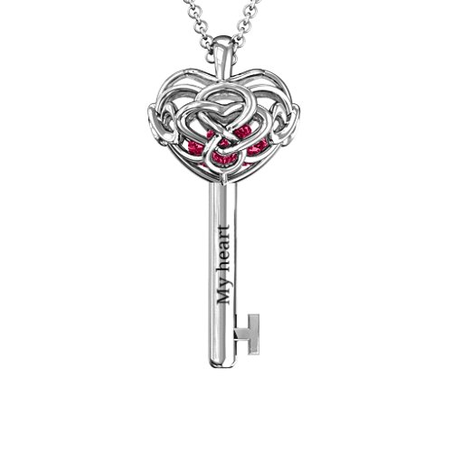 Infinitely in Love Caged Key Pendant – Sterling Silver with Ruby