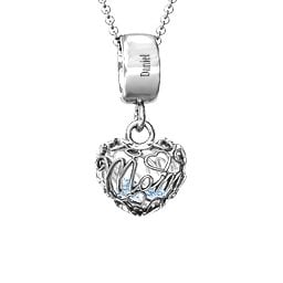 Engravable Mom Heart Cage Pendant with 2-4 Gemstones