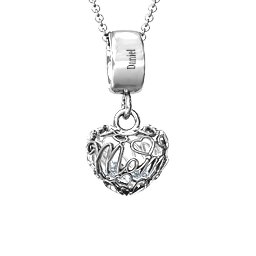 Engravable Mom Heart Cage Pendant with 2-4 Gemstones