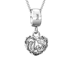 Engravable Mom Heart Cage Pendant with 2-4 Gemstones