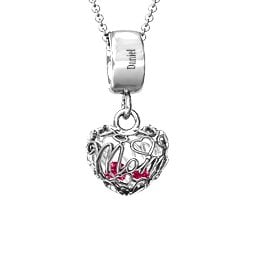 Engravable Mom Heart Cage Pendant with 2-4 Gemstones