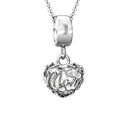 Engravable Mom Heart Cage Pendant with 2-4 Gemstones