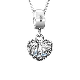 Engravable Mom Heart Cage Pendant with 2-4 Gemstones
