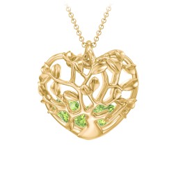 Family Tree Caged Heart Pendant