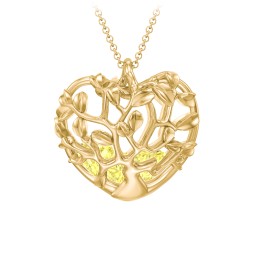 Family Tree Caged Heart Pendant
