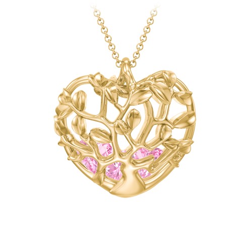 Family Tree Caged Heart Pendant