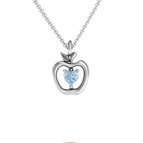An Apple A Day Pendant – Sterling Silver with Aquamarine