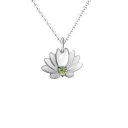 Spiritual Lotus Pendant in 925 Sterling Silver with Peridot