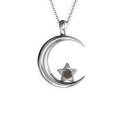 Moonlight Love Pendant in 925 Sterling Silver with Smokey Quartz