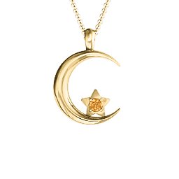 Moonlight Love Pendant in 10K Solid Yellow Gold with Citrine