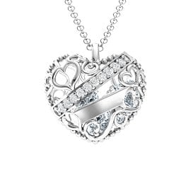 Engravable Heart Cage Pendant With 1 - 6 Heart Gemstones