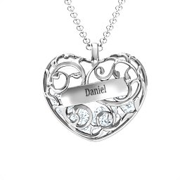 Fancy Filigree Engravable Cage Heart Pendant