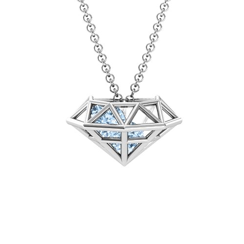 Flat Back Diamond Cage Pendant With 1 - 3 Gemstones