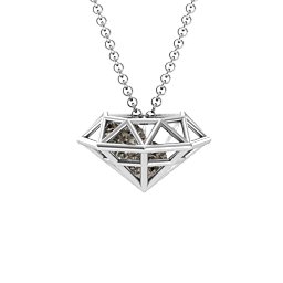 Flat Back Diamond Cage Pendant With 1 - 3 Gemstones in 925 Sterling Silver with Smokey Quartz