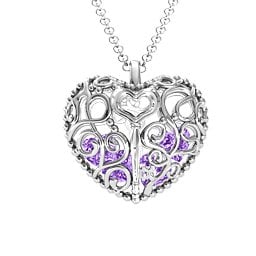 Filigree Lock & Key Heart Cage Pendant