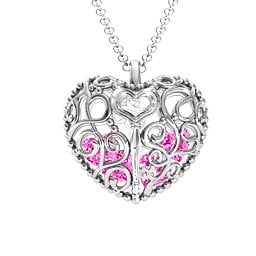 Filigree Lock & Key Heart Cage Pendant