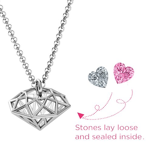Diamond Cage Pendant with 1 - 4 Gemstones