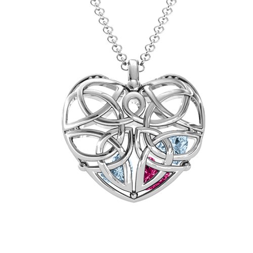 Celtic Trinity Knot Caged Heart Pendant