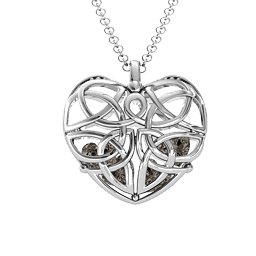 Celtic Trinity Knot Caged Heart Pendant in 925 Sterling Silver with Smokey Quartz, Aquamarine, and Emerald