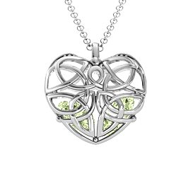 Celtic Trinity Knot Caged Heart Pendant in 925 Sterling Silver with Peridot, Aquamarine, and Emerald