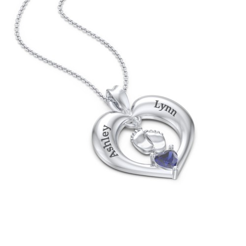 Precious Gift Baby Feet Charm Pendant – Sterling Silver with Blue Sapphire