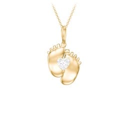 Engravable Baby Feet Birthstone Pendant