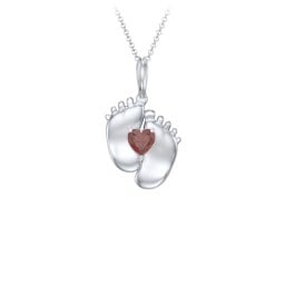 Engravable Baby Feet Birthstone Pendant