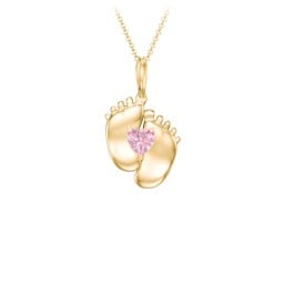 Engravable Baby Feet Birthstone Pendant