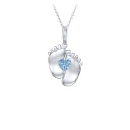 Engravable Baby Feet Birthstone Pendant