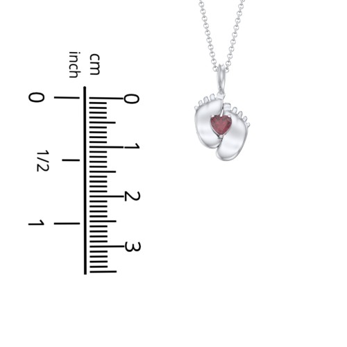 Engravable Baby Feet Birthstone Pendant