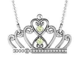 Charming Crown Necklace in 925 Sterling Silver with Peridot