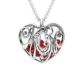 Graceful Mum Heart Cage Pendant With 2-8 Birthstones