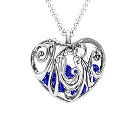 Graceful Mum Heart Cage Pendant With 2-8 Birthstones