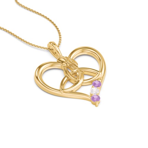 Eternal Love Celtic Trinity Knot Pendant with 1-3 Stones