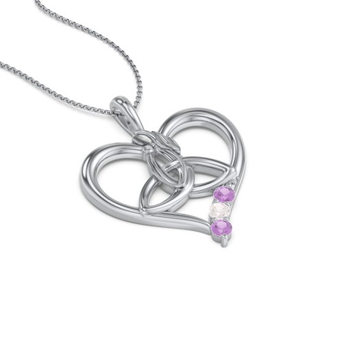 Eternal Love Celtic Trinity Knot Pendant with 1-3 Stones – Sterling Silver with Amethyst and Cubic Zirconia