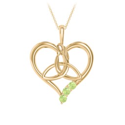 Eternal Love Celtic Trinity Knot Pendant with 1-3 Stones in 10K Solid Yellow Gold with Peridot