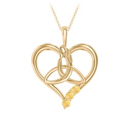 Eternal Love Celtic Trinity Knot Pendant with 1-3 Stones in 10K Solid Yellow Gold with Citrine