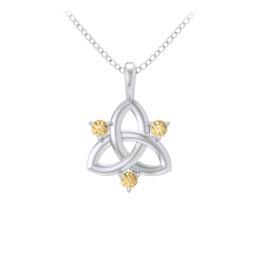 Three Stone Classic Celtic Trinity Knot Pendant
