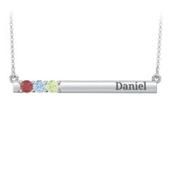 Engravable Family Bar Pendant with 1-5 Gemstones