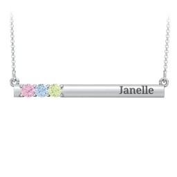 Engravable Family Bar Pendant with 1-5 Gemstones