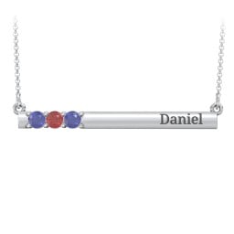 Engravable Family Bar Pendant with 1-5 Gemstones
