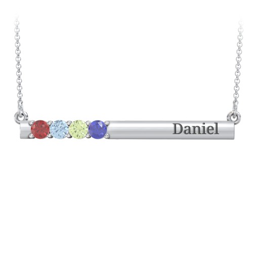Engravable Family Bar Pendant with 1-5 Gemstones