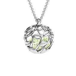 Luscious Leaf Cage Pendant in 925 Sterling Silver with Peridot, Aquamarine, Emerald, Ruby, and Cubic Zirconia