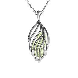 Elegant Elm Cage Leaf Pendant in 925 Sterling Silver with Peridot, Ruby, Emerald, and Citrine