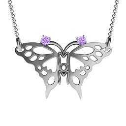 Butterfly Mom Birthstone Necklace