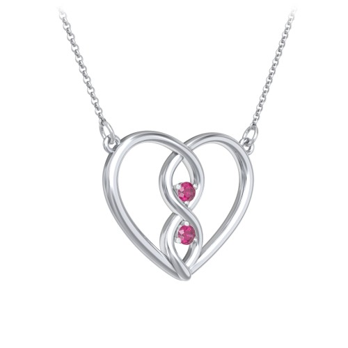 Entwined Infinity Heart Necklace – Sterling Silver with Ruby